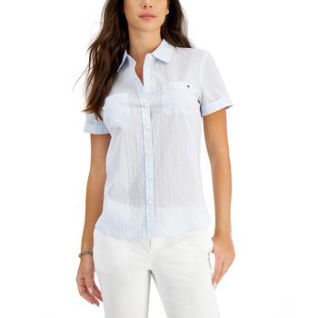 Tommy Hilfiger | Women's Cotton Striped Button-Down Camp Shirt商品图片,7折×额外8折, 额外八折