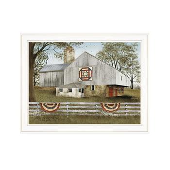 商品American Star Quilt Block Barn by Billy Jacobs, Ready to hang Framed Print, White Frame, 27" x 21"图片