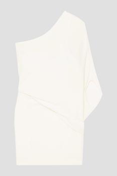 推荐One-shoulder layered crepe mini dress商品