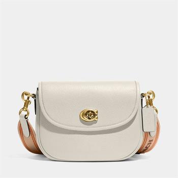 推荐Coach Women's Polished Pebble Willow Saddle Bag - Chalk商品