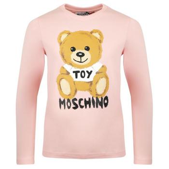 推荐Pink Long Sleeve Teddy Print T Shirt商品