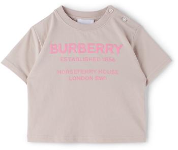 burberry t恤, Burberry | 粉色 Horseferry 婴儿 T 恤商品图片 