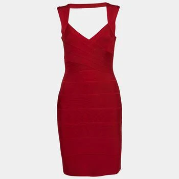 推荐Herve Leger Red Bandage Knit Sleeveless Mini Dress S商品