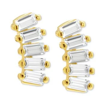 ADORNIA | 14k Gold-Plated Baguette Crystal Climber Earrings 独家减免邮费