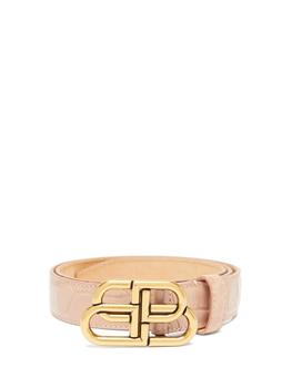 巴黎世家皮带北京, Balenciaga | BB-logo crocodile-effect leather belt商品图片 