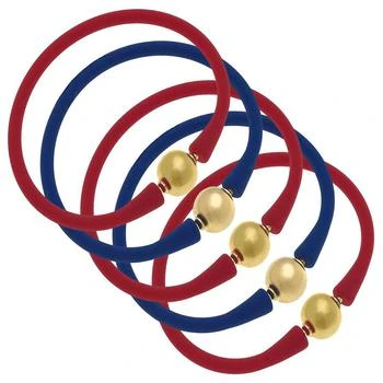 Canvas Style | Bali Game Day 24K Gold Bracelet Set Of 5 In Red And Royal Blue,商家Verishop,价格¥957