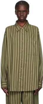 Lemaire | Green & White Relaxed Shirt 3折, 独家减免邮费