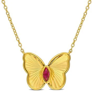 Mimi & Max | Mimi & Max 1/5ct TGW Marquise-Cut Created Ruby Butterfly Necklace Yellow Silver-17in,商家Premium Outlets,价格¥381