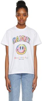 Ganni | SSENSE Exclusive White Logo T-Shirt商品图片,额外8.5折, 独家减免邮费, 额外八五折