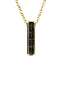 Esquire Men's Jewelry | 14K Goldplated Sterling Silver & Black Sapphire Vertical Bar Pendant Necklace商品图片,5折