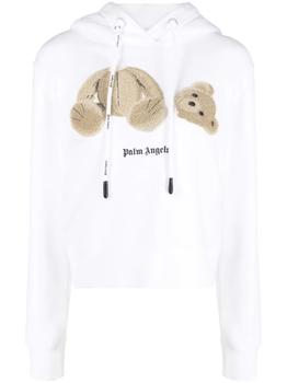 Palm Angels | Palm Angels White Cotton Cropped Hoodie商品图片,
