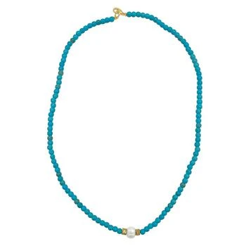 ADORNIA | 17.5" Faux Turquoise Beaded Necklace with Imitation Pearl 独家减免邮费