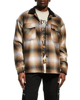 推荐Men's Plaid Sherpa-Collar Shirt Jacket商品