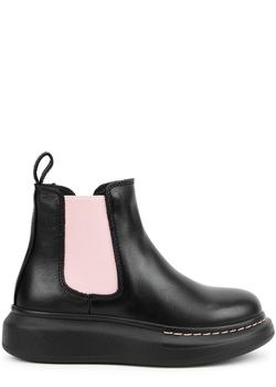 商品Alexander McQueen | KIDS Pink and black leather Chelsea boots,商家Harvey Nichols,价格¥980图片