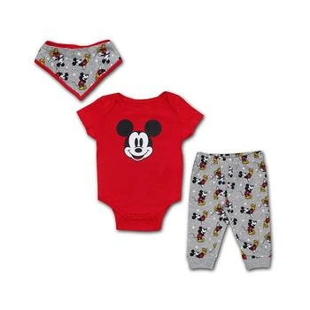 Children's Apparel Network | Baby Boys and Girls Red Mickey & Friends Bodysuit, Bib and Jogger Set,商家Macy's,价格¥112