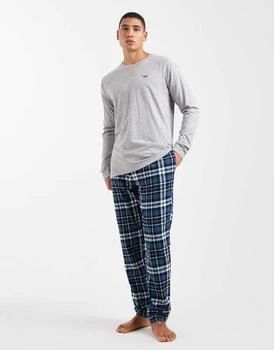 Threadbare | Threadbare long sleeve top and trouser pyjama set in grey and navy check,商家ASOS,价格¥247