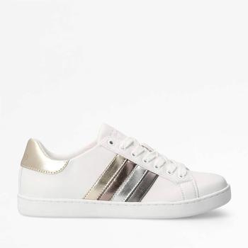 推荐Guess Women's Jacobb Leather Cupsole Trainers - White/Platino商品