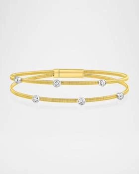 Cassidy Diamonds | 18K Gold Smooth Wire Two-Row Six-Stone Diamond Bangle Bracelet,商家Neiman Marcus,价格¥32419