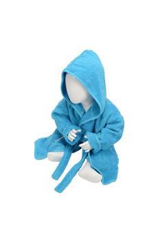 商品A&R Towels Baby/Toddler Babiezz Hooded Bathrobe (Aqua Blue) (12/24 Months)图片