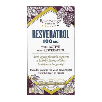 商品ReserveAge Nutrition Resveratrol 100 mg Veggie Capsules, 60 Ea图片
