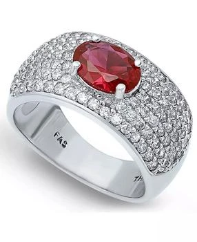 Macy's | Cubic Zirconia Pavé Band Ring with Red CZ Oval Center Prong Stone in Silver Plate,商家Macy's,价格¥216