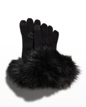 推荐Knit Cashmere Touch-Sensitive Gloves w/ Fur Cuff商品
