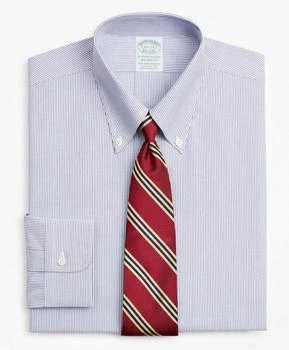 Brooks Brothers | Stretch Milano Slim-Fit Dress Shirt, Non-Iron Poplin Button-Down Collar Fine Stripe 额外7折, 额外七折