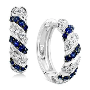 Effy | EFFY® Sapphire (1/2 ct. t.w.) & White Sapphire (3/4 ct. t.w.) Small Hoop Earrings in Sterling Silver, 0.72",商家Macy's,价格¥2096