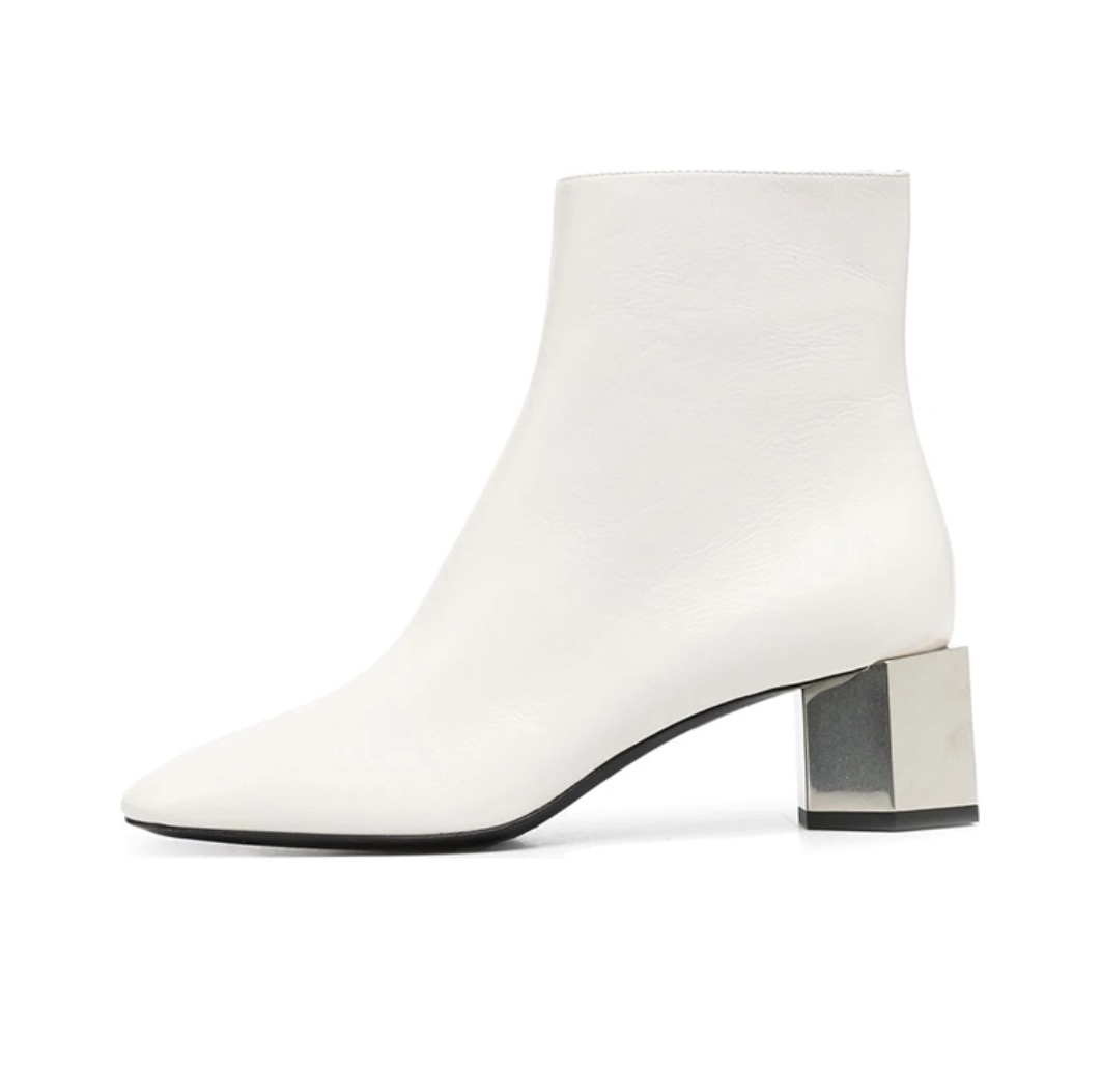 商品Off-White | 皮革 粗跟休闲短靴 女款白色   OWID008S21LEA001-0300,商家SPI,价格¥4247图片