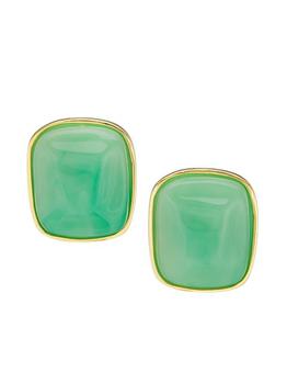 商品Faux Ming Jade Rectangular Clip-On Earrings图片