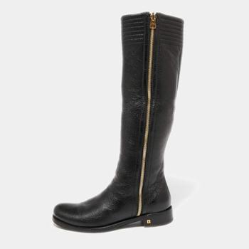 lv长筒靴, [二手商品] Louis Vuitton | Louis Vuitton Black Crackle Leather Knee Length Boots Size 36.5商品图片 9.4折, 满1件减$100, 满减