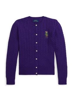 Ralph Lauren | Lauren Childrenswear Girls 7 16 Polo Bear Mini Cable Cotton Cardigan,商家Belk,价格¥359