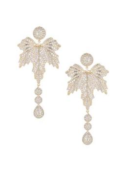推荐Luxe Goldtone & Crystal Leaf Drop Earrings商品