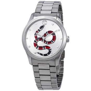 Gucci | G-Timeless Silver Dial with Snake Motif Stainless Steel Watch YA1264076商品图片,5.2折