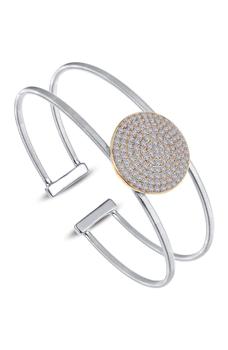 推荐Platinum & Gold Plated Sterling Silver Milano Pave Button Bangle商品