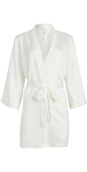 Flora Nikrooz, Flora Nikrooz | Flora Nikrooz Solid Charmeuse Wrap Robe with Lace Trim商品图片 