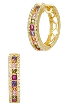 Savvy Cie Jewels | 18K Gold Plated Sterling Silver Cubic Zirconia Hoop Earrings,商家Nordstrom Rack,价格¥410