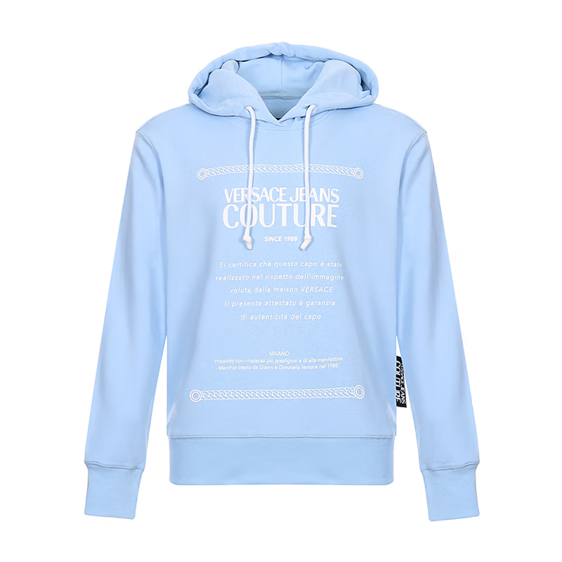 范思哲卫衣价格, Versace | VERSACE JEANS COUTURE 男士浅蓝色棉质连帽卫衣 B7GVA7X6-30312-216商品图片 独家减免邮费