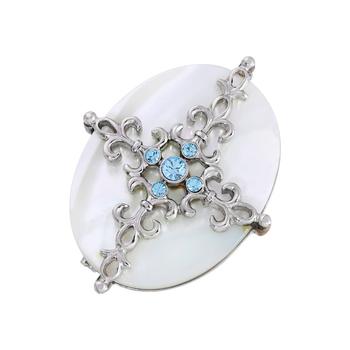 商品2028 | Silver-Tone Aqua and Imitation Pearl Cross Brooch,商家Macy's,价格¥330图片