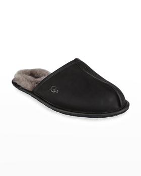 ugg男鞋海淘, UGG | Men's Scuff Leather Mule Slippers w/ Wool Lining商品图片 