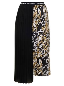 推荐Versace Jeans Couture Asymmetric Black And White Midi Skirt In Crepe Woman商品