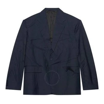 Balenciaga | Navy Oversized Single-Breasted Crease Effect Blazer,商家Jomashop,价格¥5048