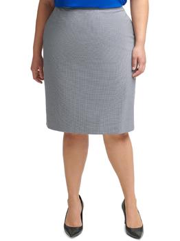 Calvin Klein | Plus Womens Houndstooth Office Pencil Skirt商品图片,5.8折
