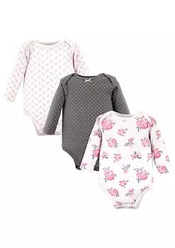 推荐Hudson Baby Infant Girl Cotton Long-Sleeve Bodysuits, Basic Pink Floral商品