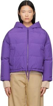 Yves Salomon | Purple Hooded Reversible Down Jacket 3折