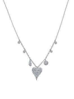 商品Meira T | 14K White Gold & 0.3 TCW Diamond Heart Charm Necklace,商家Saks Fifth Avenue,价格¥8644图片