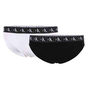 美国ck内裤女, Calvin Klein | Branded elastic waist knickers pack of 2 in black and white商品图片 6折