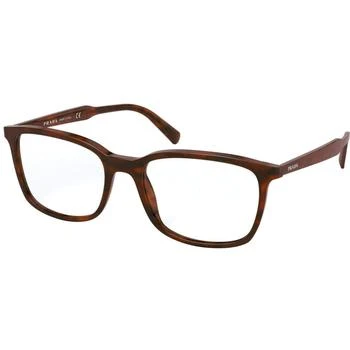 Prada | Prada Men's Eyeglasses - Striped Brown Square Full-Rim Frame | PRADA 0PR13XV 5491O155 5折×额外9折x额外9.5折, 独家减免邮费, 额外九折, 额外九五折