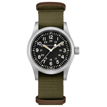 美国手表机械, Hamilton | Unisex Swiss Mechanical Khaki Field Green Nato Fabric Strap Watch 38mm商品图片 