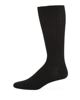 Neiman Marcus | Ribbed Merino-Silk Mid-Calf Socks商品图片,7.5折, 独家减免邮费